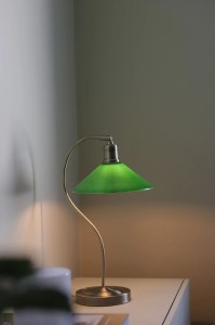 Vela lampa stołowa E27 antyczny mosiądz zielony 108864