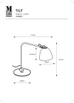 Lampa stołowa Tilt w kolorze szarym, z metalowym stelażem, posiada klosz o średnicy 18 cm i wysokości 15,5 cm. Ujęcie boczne, z poziomą ramą o wymiarach 71 cm. Podstawa o średnicy 23 cm, z widocznym przewodem. Wysokość całkowita 47 cm.