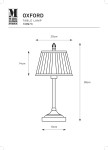 Lampa stołowa Oxford E14 w kolorze antycznego mosiądzu, z abażurem o wysokości 14 cm i średnicy 20 cm. Stojąca konstrukcja z podstawą o średnicy 13 cm, wysokość całkowita wynosi 38 cm. Klasyczny design z plisowanym abażurem.
