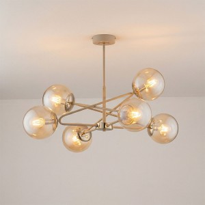 Sagito lampa wisząca 6xE14 beżowa + złoto 63405
