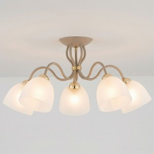Ariel lampa sufitowa 5xE27 taupe + złota 63404