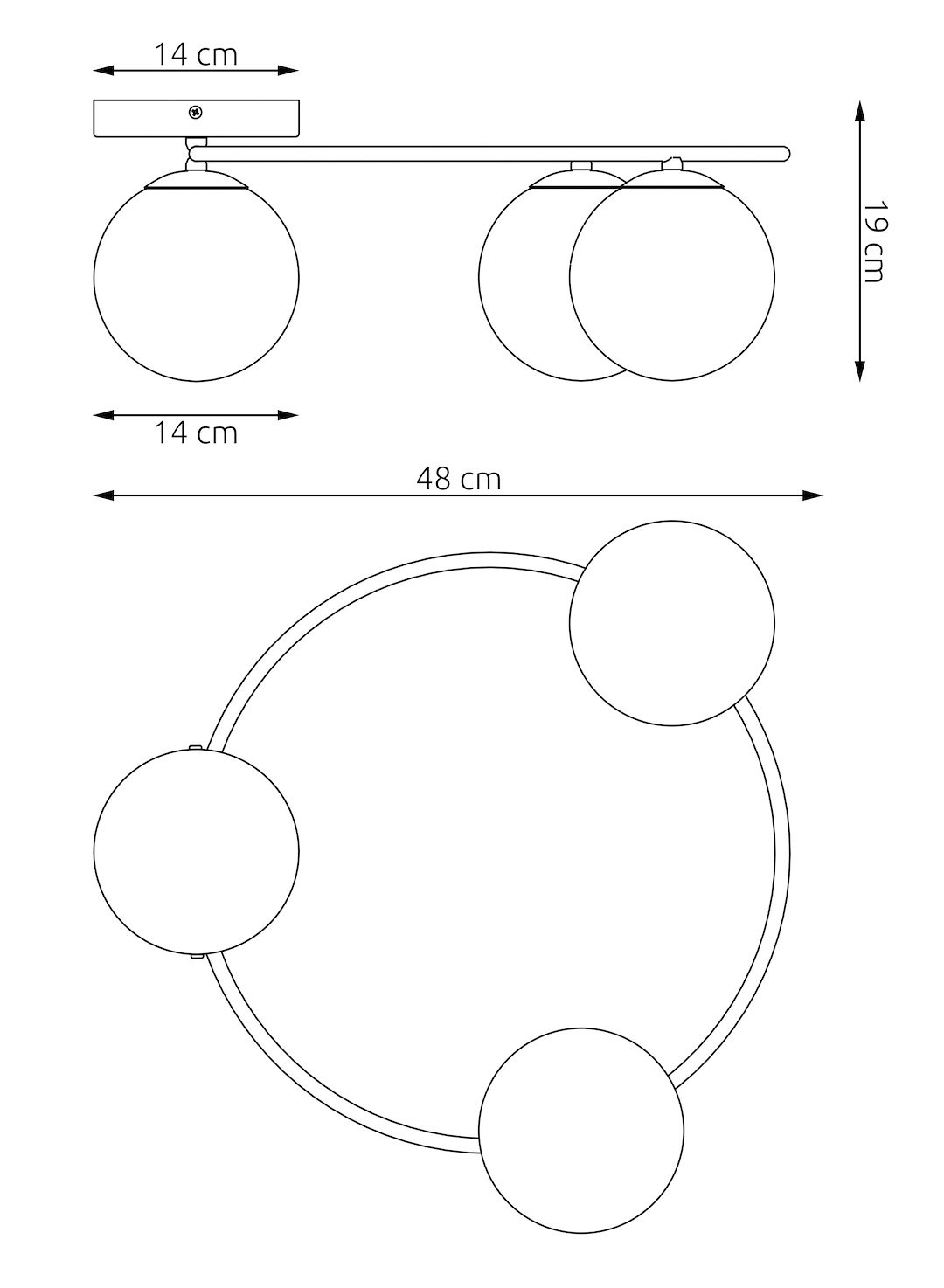 Lampa sufitowa Sopra 3xE14 w kolorze mokka i białym. Posiada trzy okrągłe klosze o średnicy 14 cm, umieszczone na prostokątnej podstawie. Wymiary lampy: długość 48 cm, wysokość 19 cm. Montaż sufitowy, nowoczesny design.