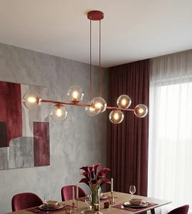 Magnus lampa wisząca 8xE14 burgund/transparent 1645/8