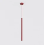 Lampa wisząca Selter 1xG9 w kolorze burgundowym, o cylindrycznym kształcie, zawieszona na cienkim przewodzie. Minimalistyczny design, idealna do nowoczesnych wnętrz. Widoczny punkt świetlny u dołu. Tło jasne, jednolite.