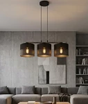 Karbon lampa wisząca 3xE27 czarna 1651/3