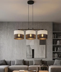 Karbon lampa wisząca 3xE27 czarna szara 1652/3