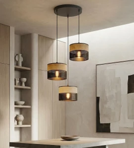 Karbon lampa wisząca 3xE27 czarna brązowa 1653/3PREM