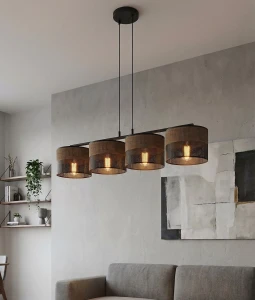 Karbon lampa wisząca 4xE27 czarna brązowa 1653/4