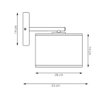Kinkiet Karbon E27 w kolorze czarnym brązowym, o wymiarach 25 cm szerokości, 14 cm wysokości i 20 cm głębokości. Prosty, prostokątny design z zamocowaniem na ścianie, idealny do wnętrz nowoczesnych i klasycznych.