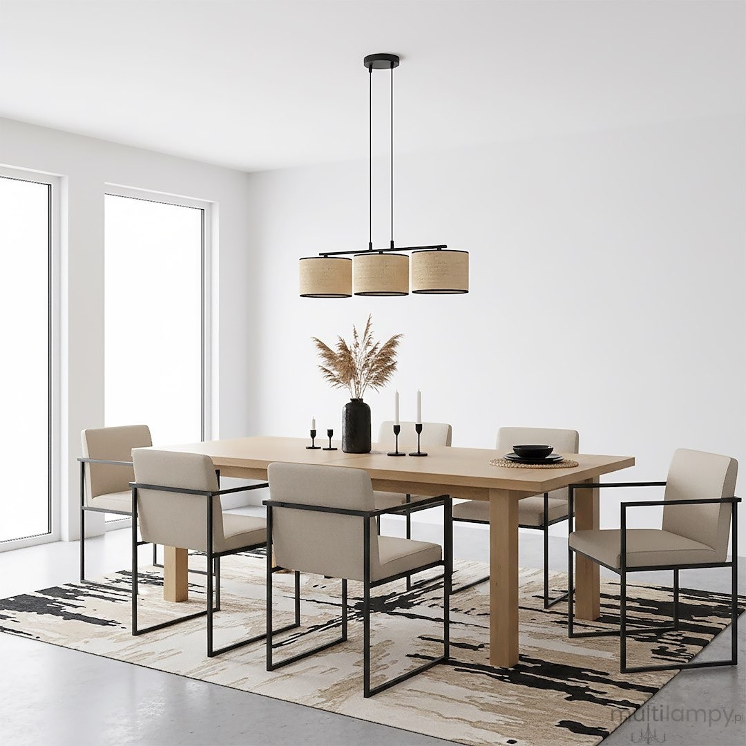 Eco lampa wisząca 3xE27 czarna rattan 1654/3