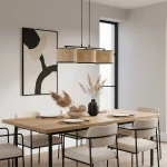 Eco lampa wisząca 3xE27 czarna rattan 1654/3