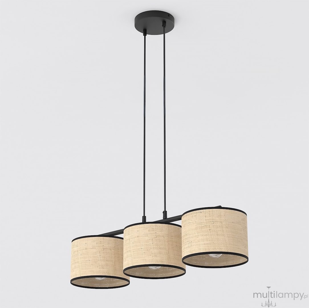 Eco lampa wisząca 3xE27 czarna rattan 1654/3