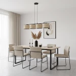 Eco lampa wisząca 4xE27 czarna rattan 1654/4
