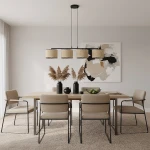 Eco lampa wisząca 4xE27 czarna rattan 1654/4