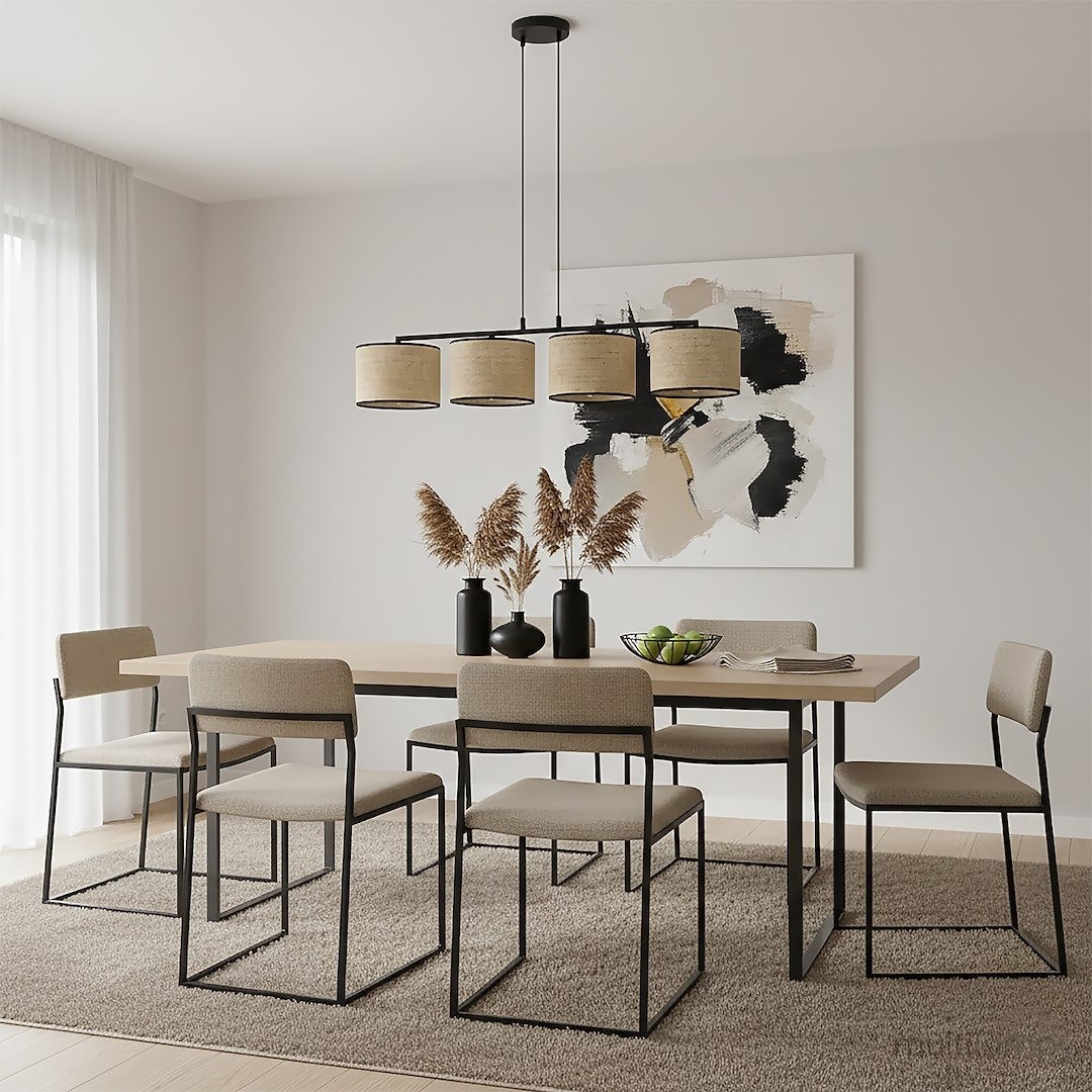 Eco lampa wisząca 4xE27 czarna rattan 1654/4
