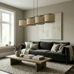 Eco lampa wisząca 4xE27 czarna rattan 1654/4