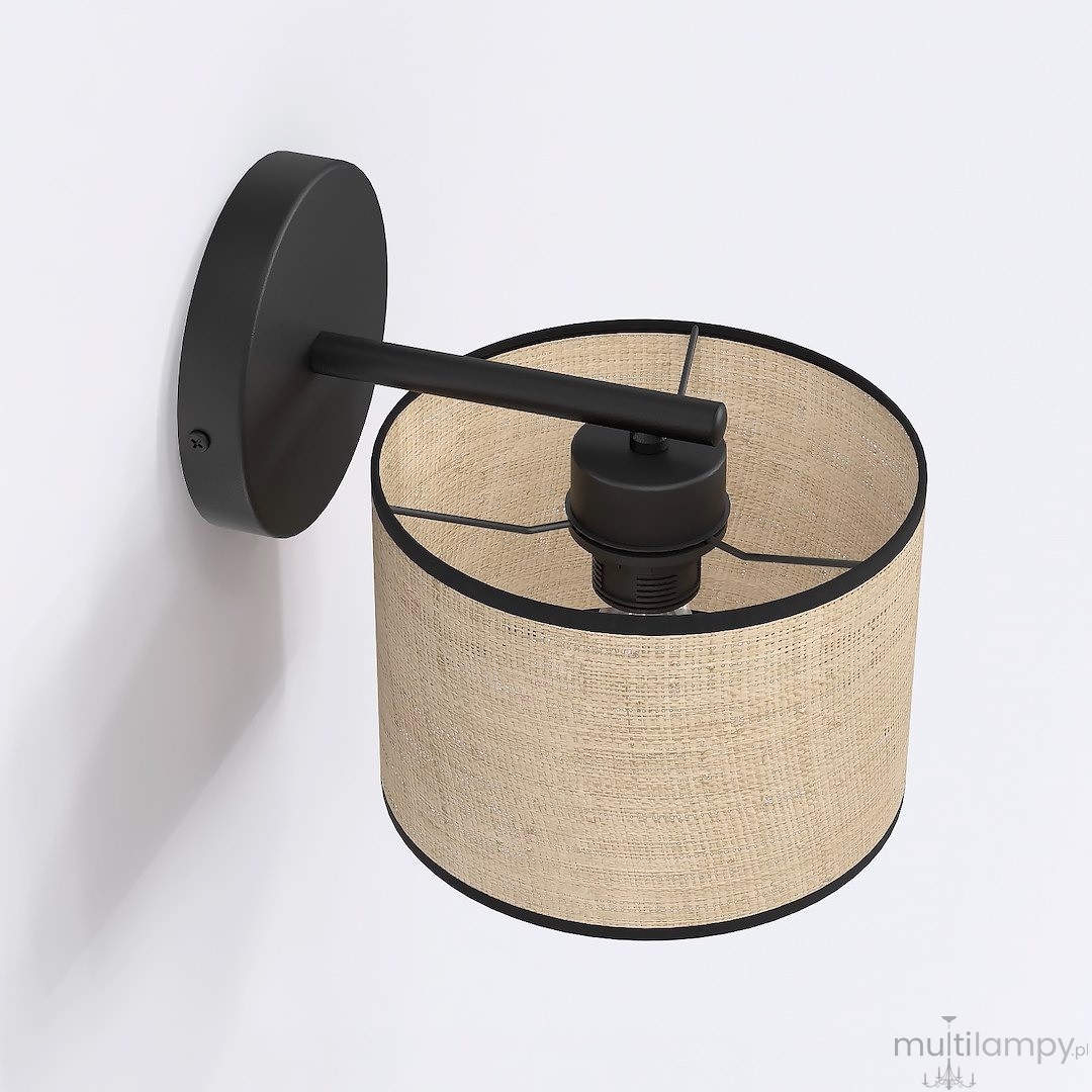 Eco kinkiet E27 czarny rattan 1654/K1