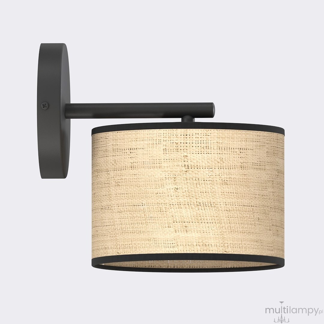 Eco kinkiet E27 czarny rattan 1654/K1