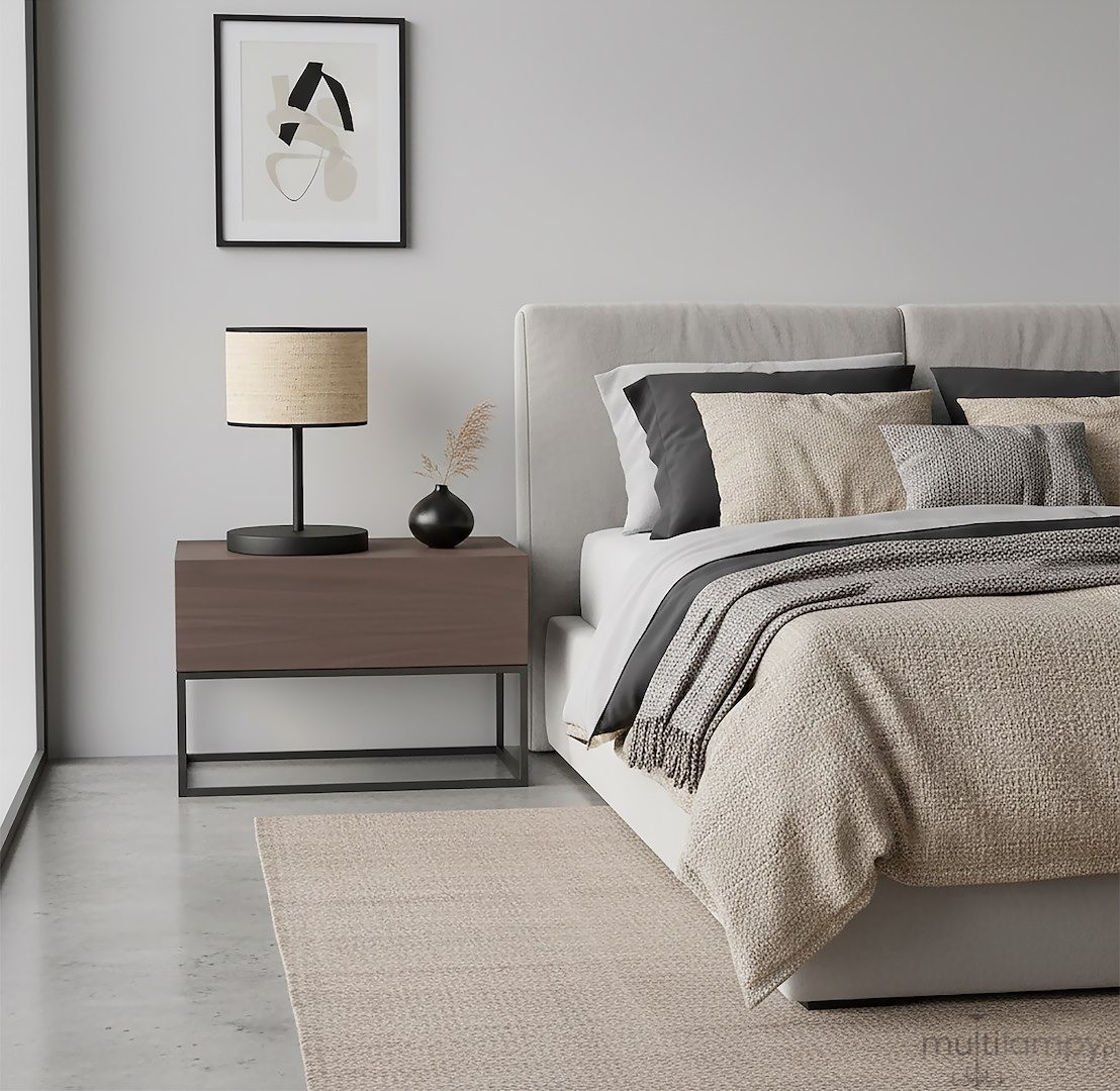 Eco lampka stołowa E27 czarna rattan 1654/LN1