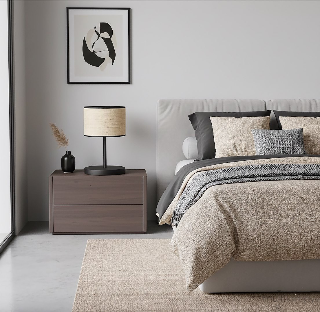 Eco lampka stołowa E27 czarna rattan 1654/LN1