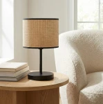 Eco lampka stołowa E27 czarna rattan 1654/LN1