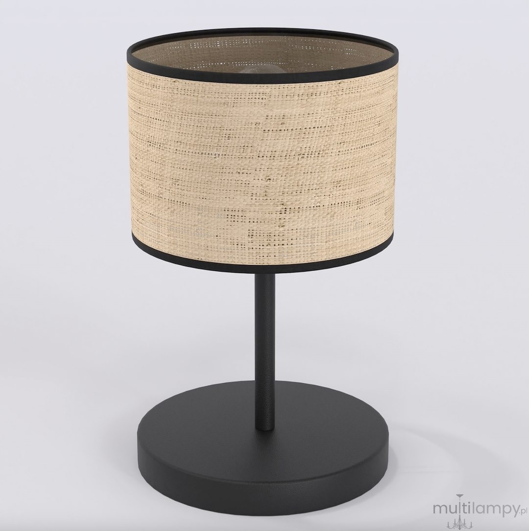 Eco lampka stołowa E27 czarna rattan 1654/LN1