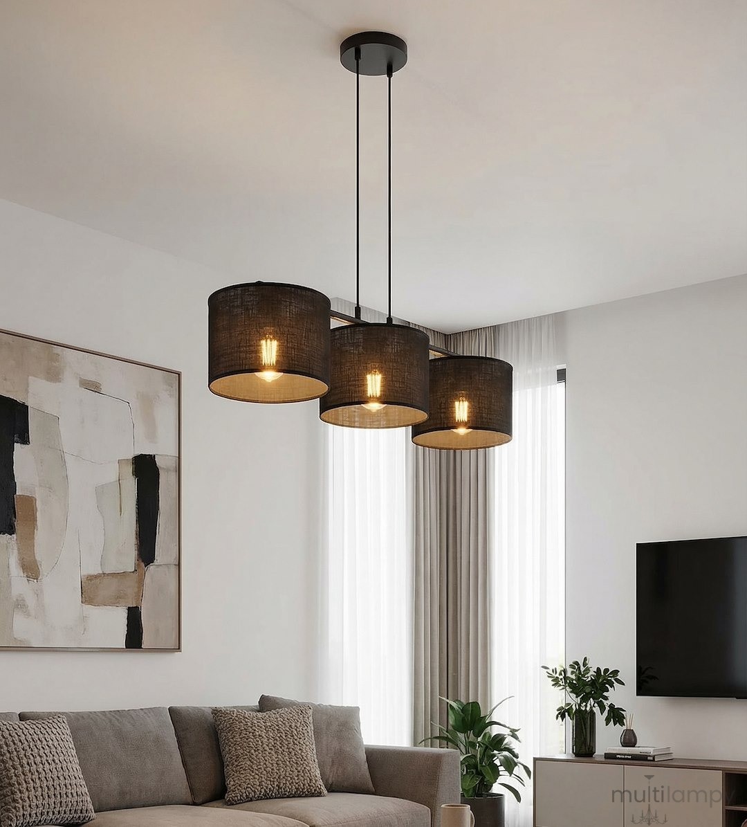 Eco lampa wisząca 3xE27 czarna 1655/3