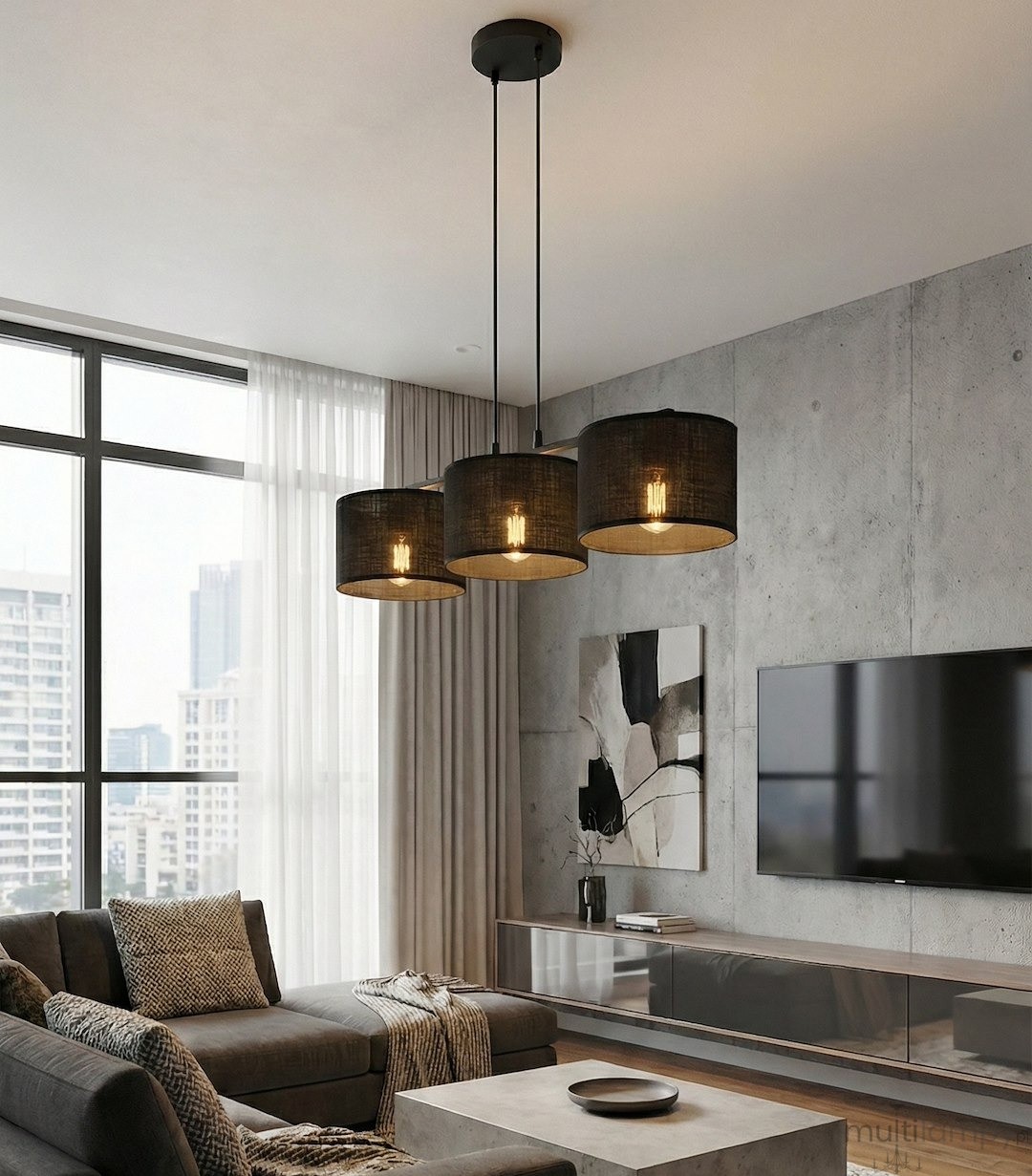 Eco lampa wisząca 3xE27 czarna 1655/3