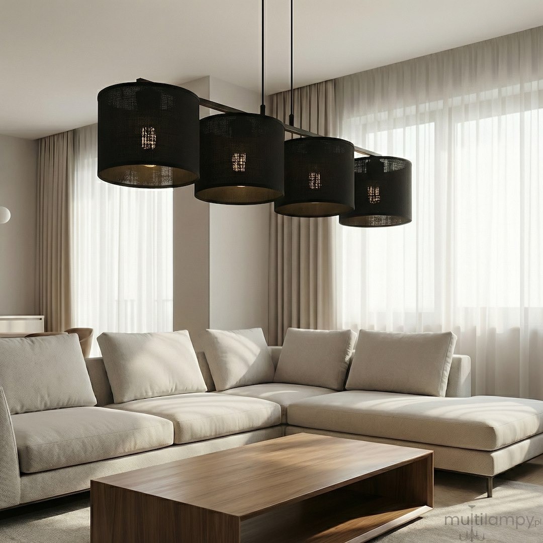 Eco lampa wisząca 4xE27 czarna 1655/4