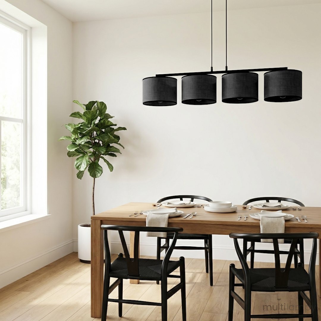 Eco lampa wisząca 4xE27 czarna 1655/4