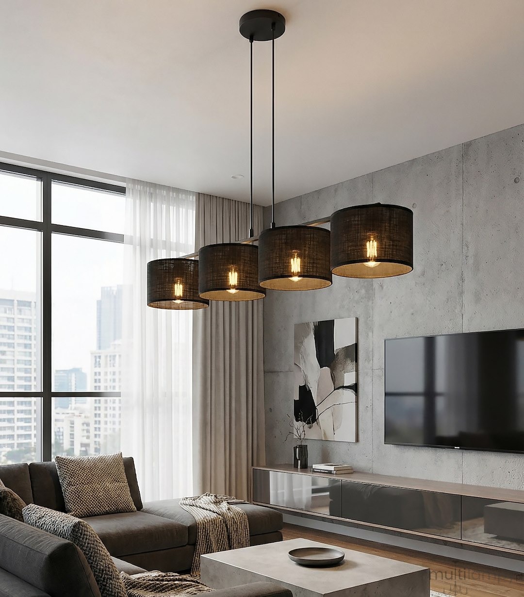 Eco lampa wisząca 4xE27 czarna 1655/4