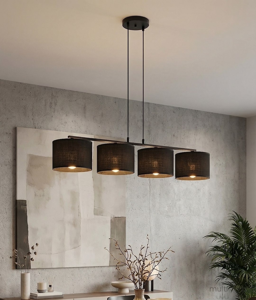Eco lampa wisząca 4xE27 czarna 1655/4