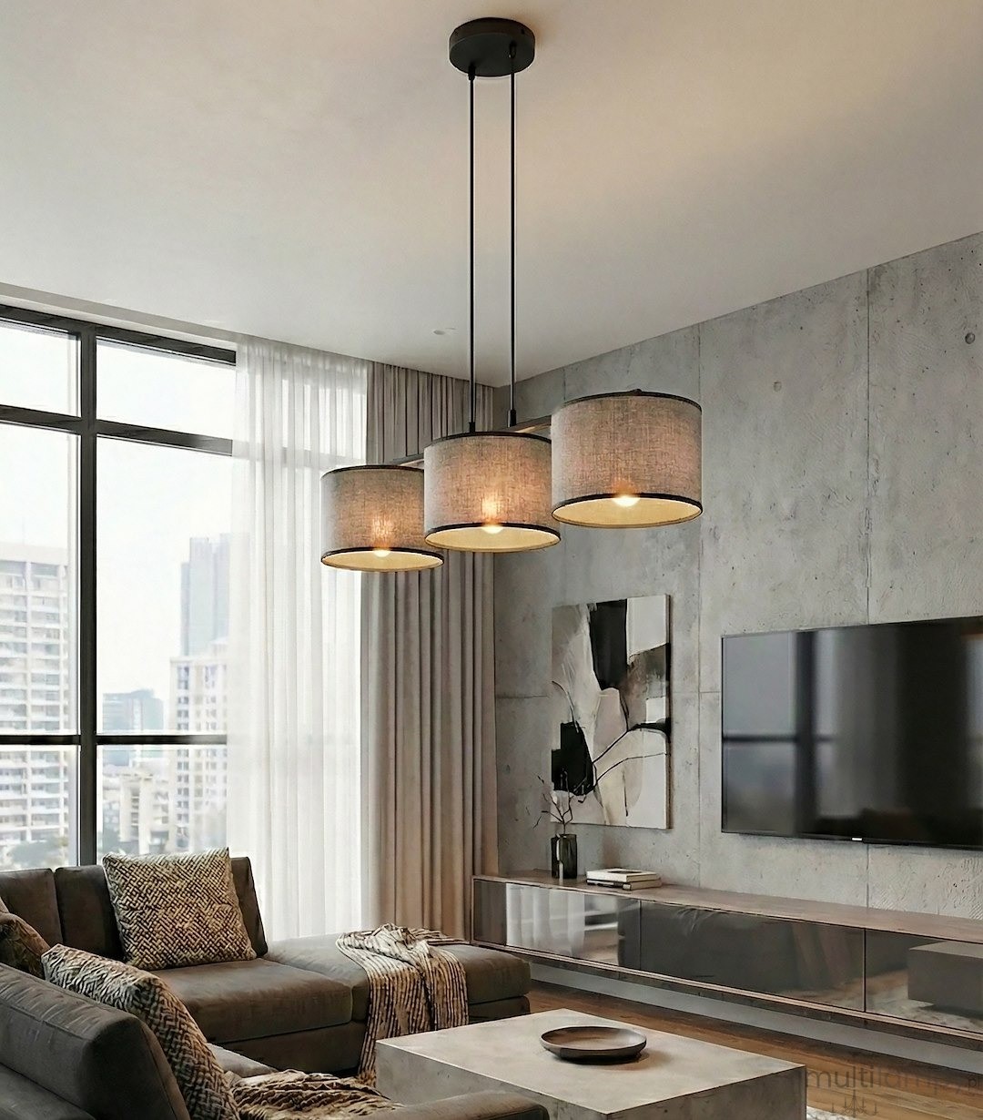 Eco lampa wisząca 3xE27 czarna szary 1656/3