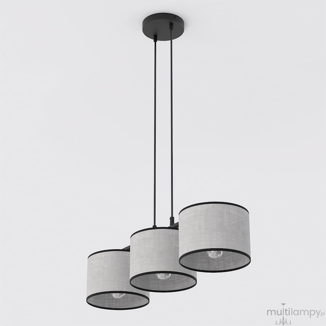 Eco lampa wisząca 3xE27 czarna szary 1656/3