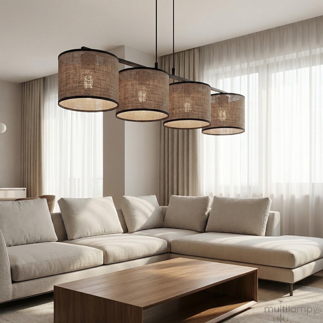 Eco lampa wisząca 4xE27 czarna szary 1656/4