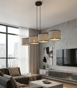 Eco lampa wisząca 4xE27 czarna szary 1656/4