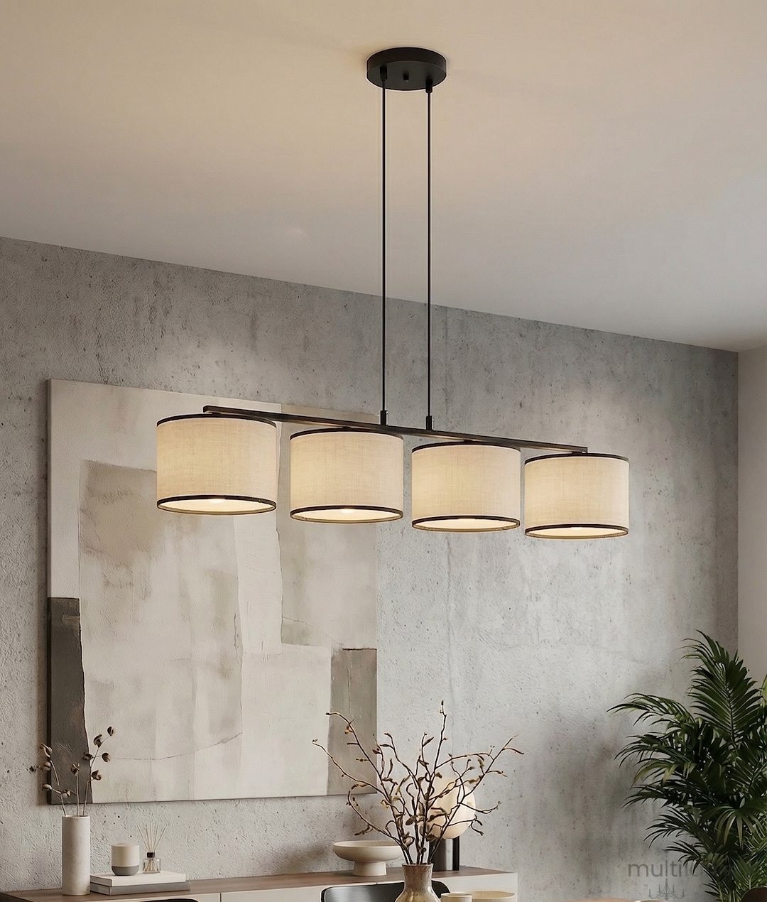 Eco lampa wisząca 4xE27 czarna szary 1656/4