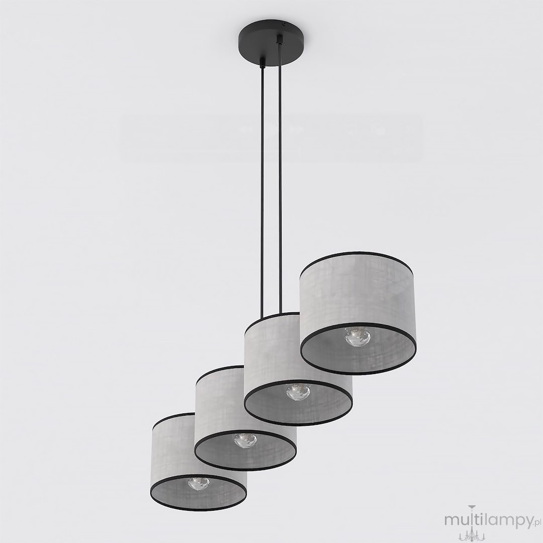 Eco lampa wisząca 4xE27 czarna szary 1656/4