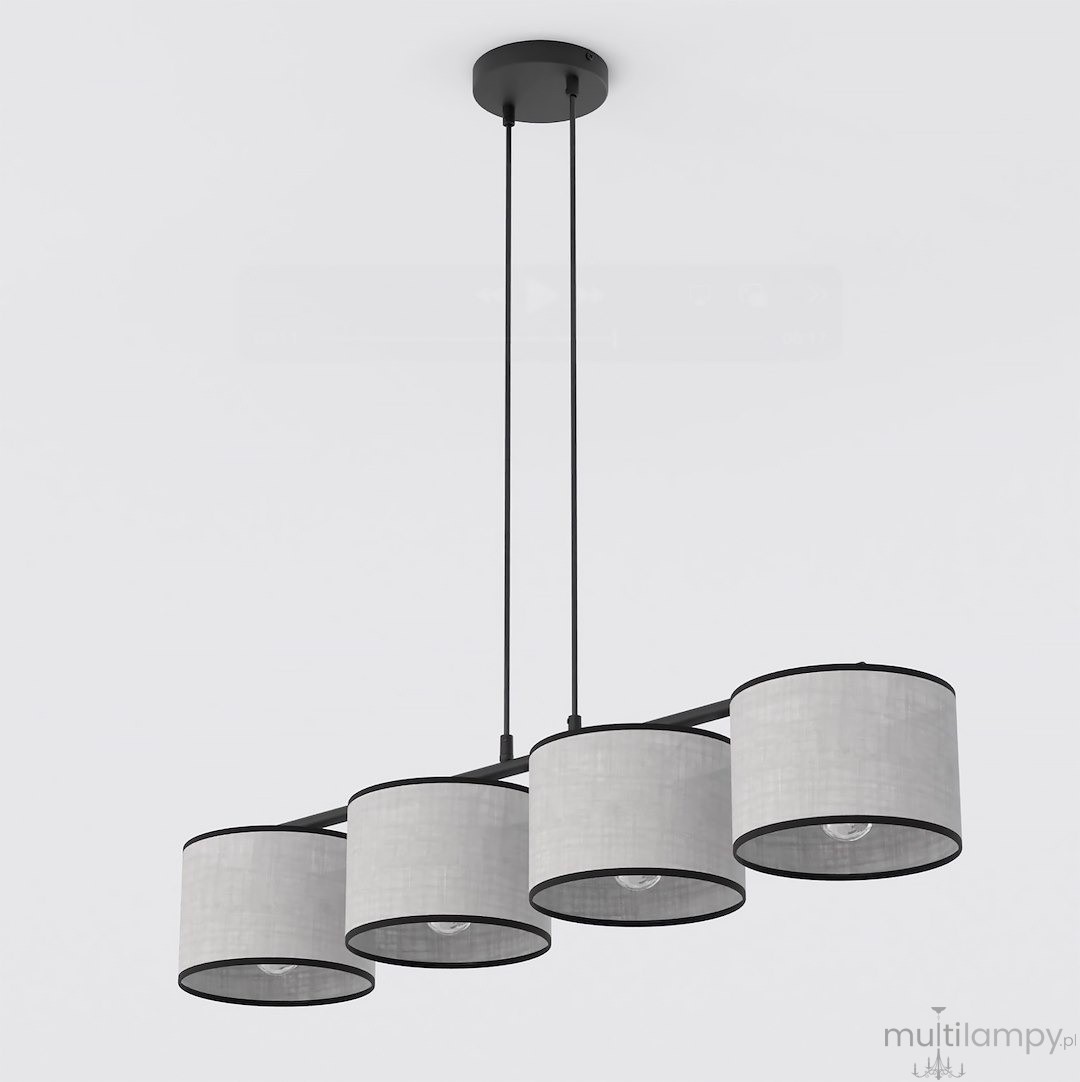 Eco lampa wisząca 4xE27 czarna szary 1656/4