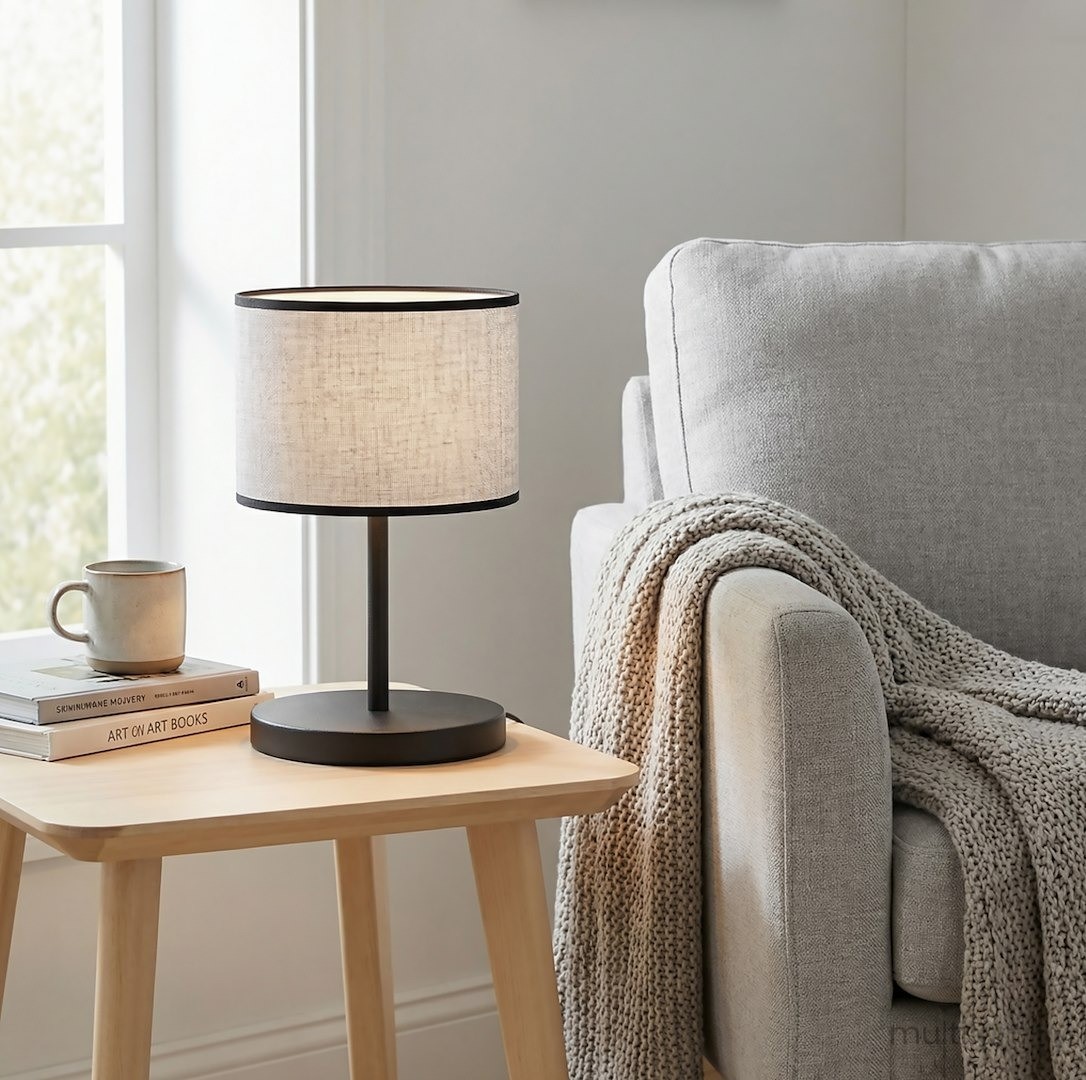 Eco lampka stołowa E27 czarna szary 1656/LN1