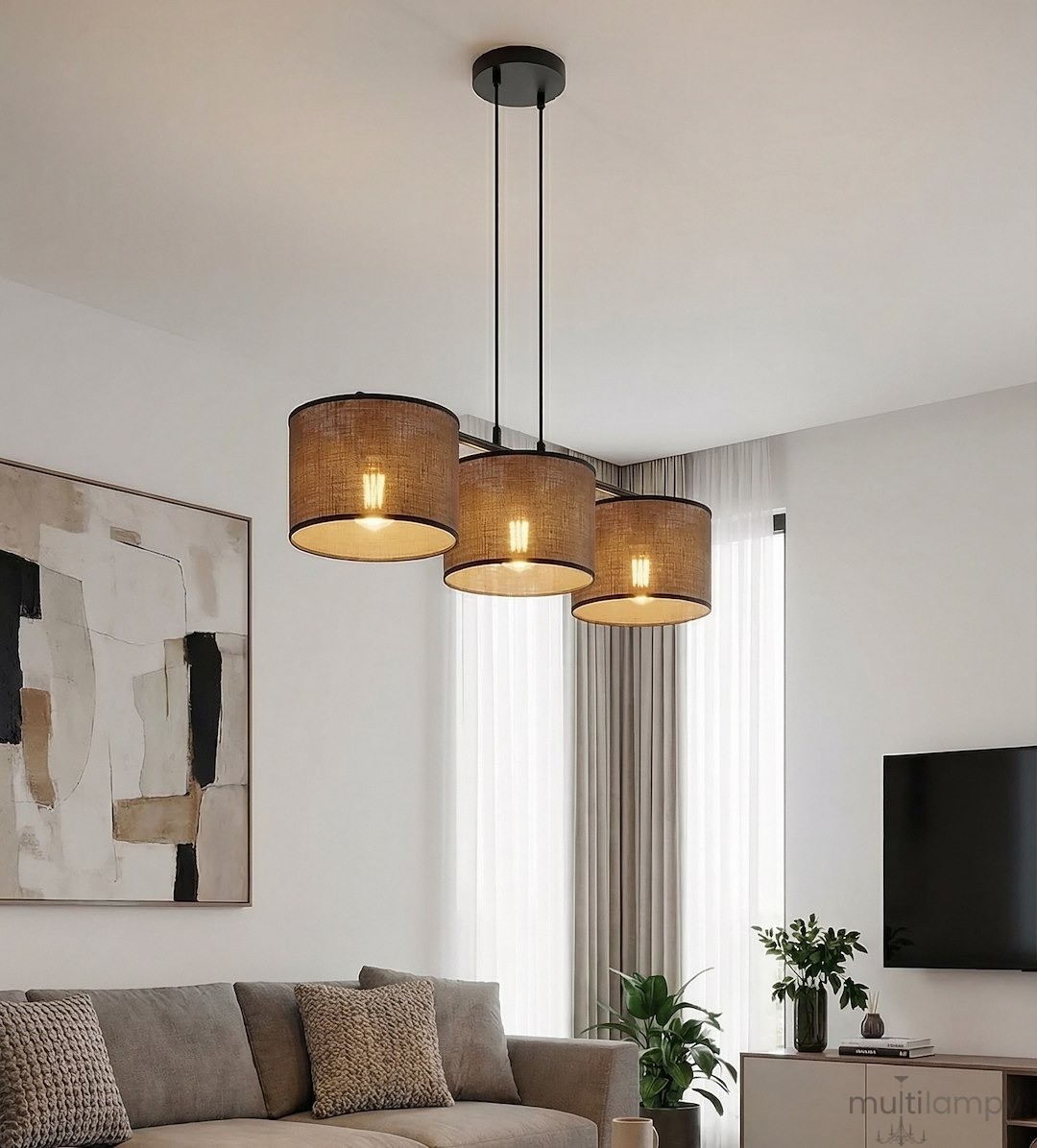 Eco lampa wisząca 3xE27 czarna brązowy 1657/3