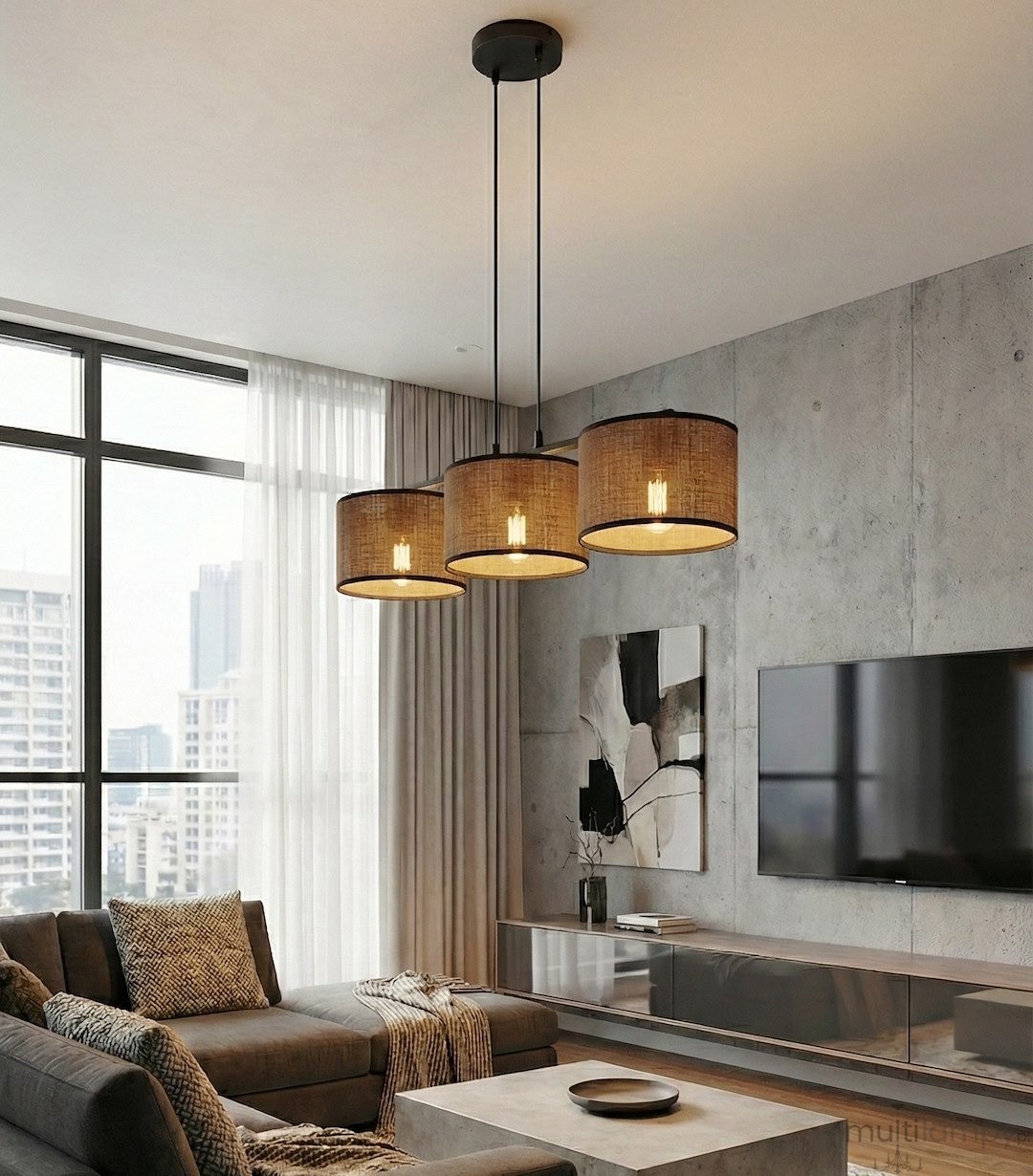 Eco lampa wisząca 3xE27 czarna brązowy 1657/3