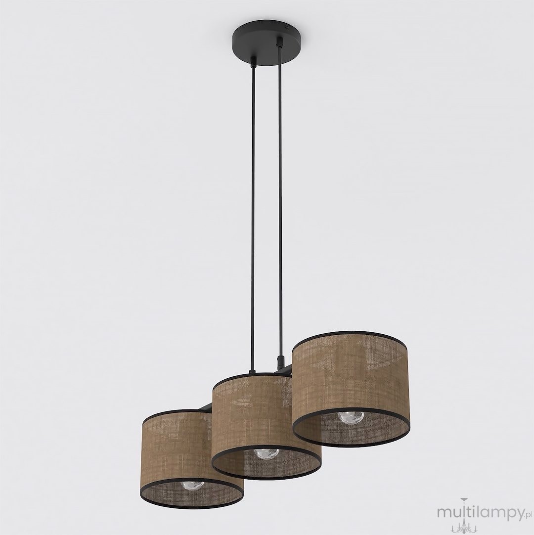 Eco lampa wisząca 3xE27 czarna brązowy 1657/3