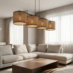 Eco lampa wisząca 4xE27 czarna brązowy 1657/4