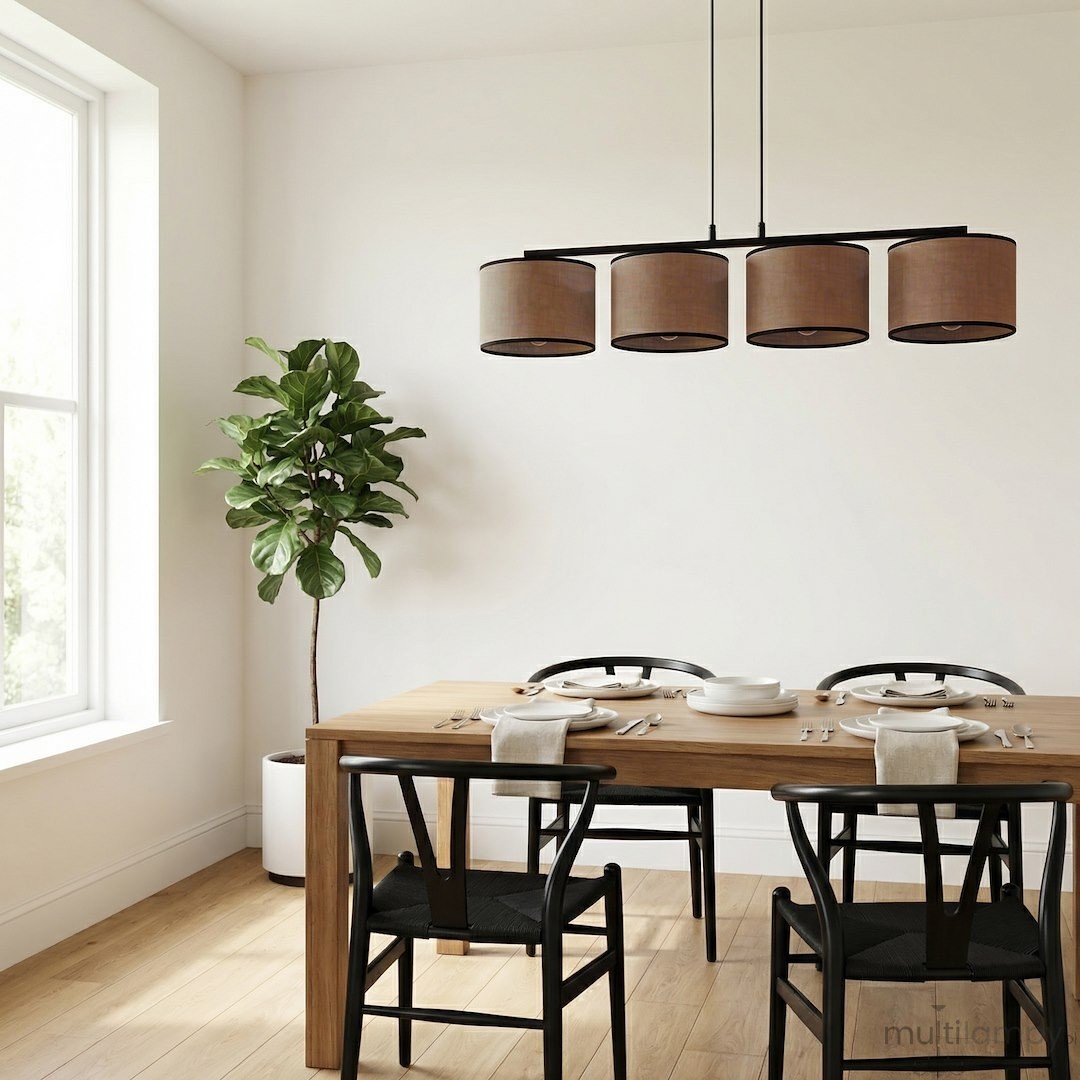 Eco lampa wisząca 4xE27 czarna brązowy 1657/4