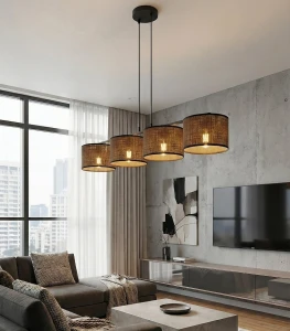 Eco lampa wisząca 4xE27 czarna brązowy 1657/4