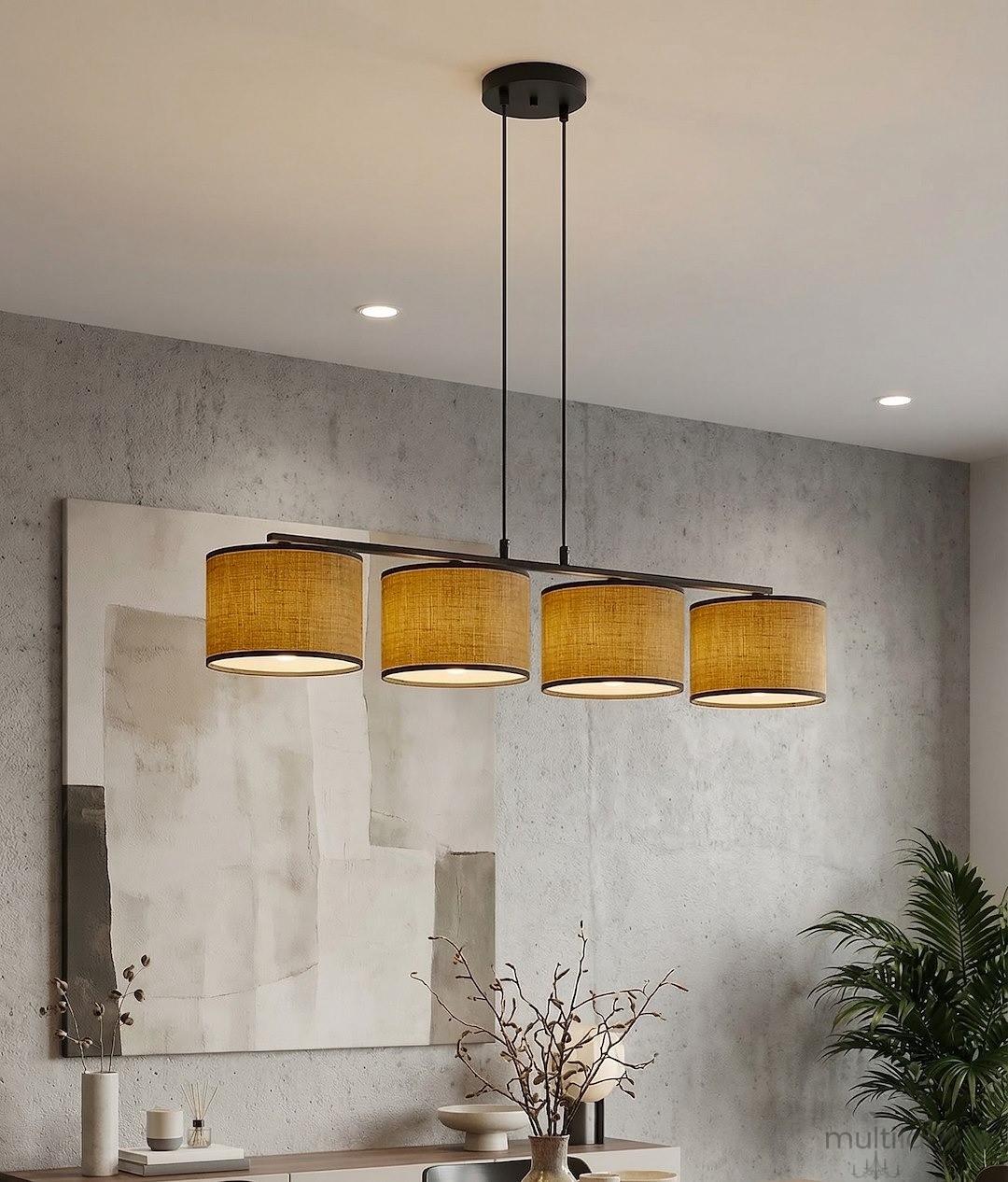 Eco lampa wisząca 4xE27 czarna brązowy 1657/4