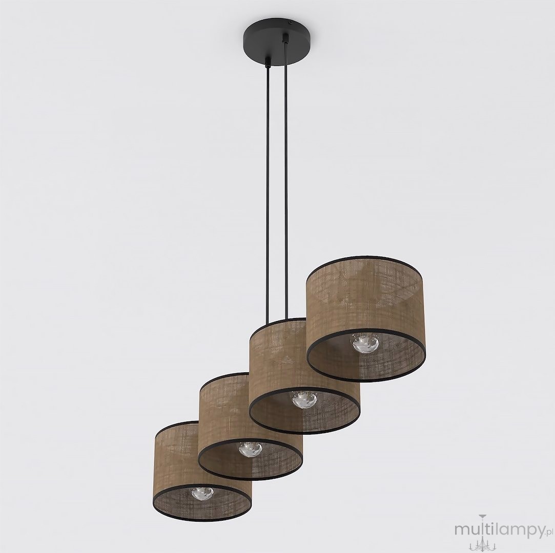 Eco lampa wisząca 4xE27 czarna brązowy 1657/4