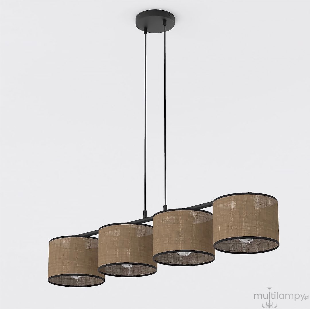 Eco lampa wisząca 4xE27 czarna brązowy 1657/4