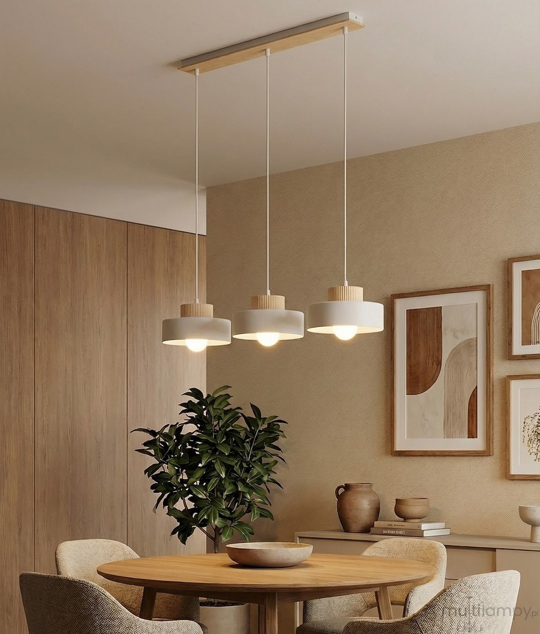 Kivi lampa wisząca 3xE27 biała 1669/3